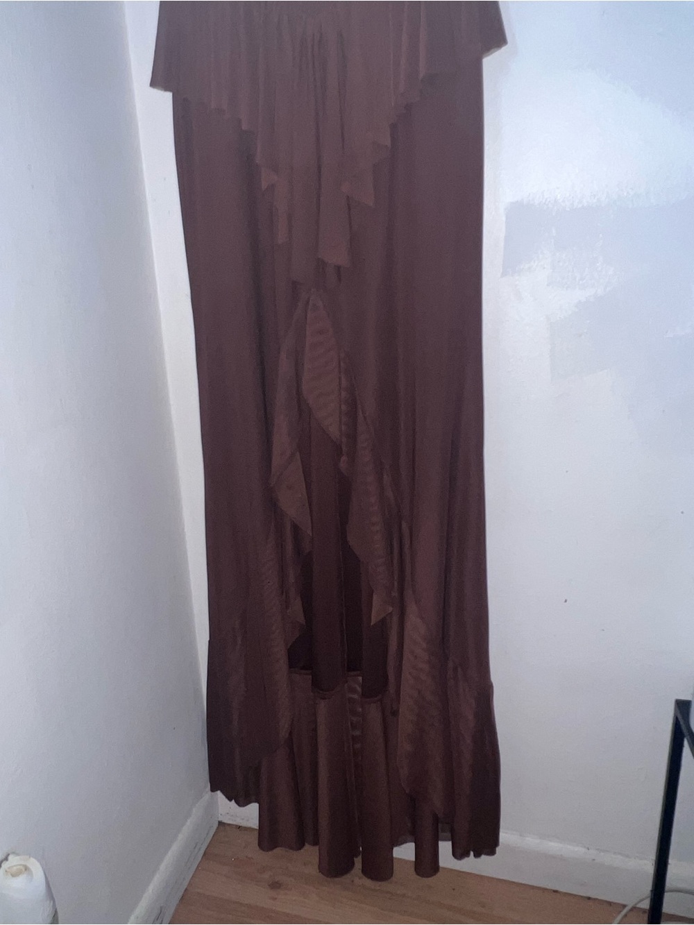 AFRM Brown Asymmetrical Ruffle High-Low Maxi Dress - Picture 7 of 7